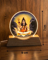 Lord Shiva glow LED lamp on a wooden base