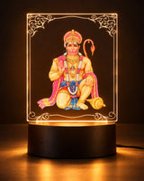 Lord Hanuman 3D LED lamp glowing on a black base