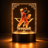 Lord Shri Ram 3D LED lamp with bow and arrow, Vijayadashami design, glowing on a black base